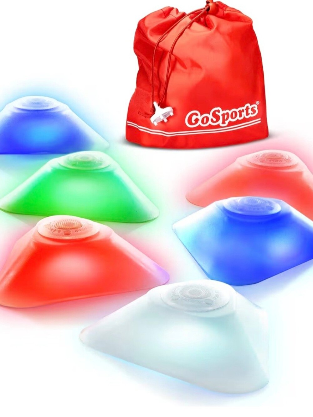 GoSports LED Light-Up Training Cones - Red Bag..new